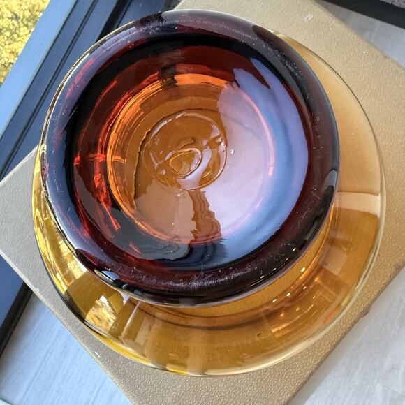 Blenko Handmade Glass 7122 Large Bowl Vase Wheat John Nickerson Art Glass 9 1/4” - Picture 11 of 11